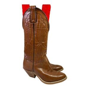 Vintage Boho Cowboy Boot Women size 5.5 Tan
